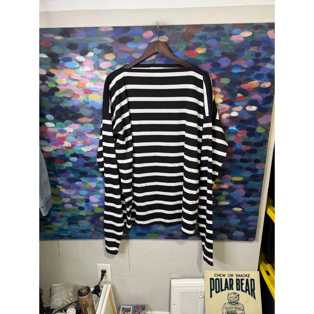 Vintage 80s Multiples Sandra Garratt Black White Striped Top Skirt Set - Picture 5 of 9